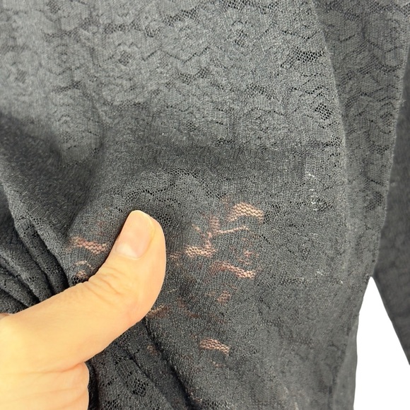 April Cornell Amelie Mock Turtleneck T-Shirt Floral Lace Black Sheer Size Medium - Picture 14 of 14